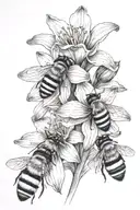 Dafodills with a small bumble bee tattoo design idea