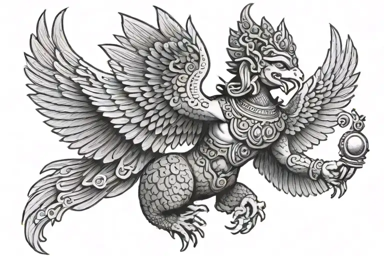Garuda with Vishnu's Discus (Sudarshana Chakra): tattoo design idea