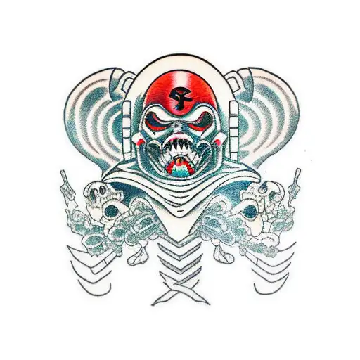 Japanese space grim reaper tattoo design idea