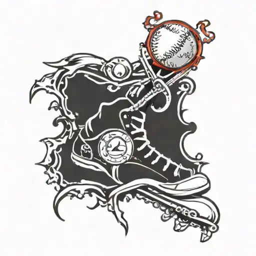softball and track spikes tattoo design idea