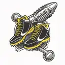 softball and track spikes tattoo design idea