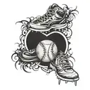 softball and track spikes tattoo design idea