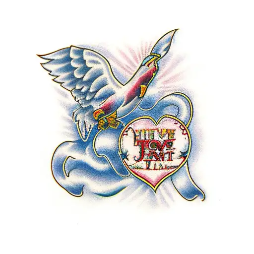 Banner over heart tattoo design idea