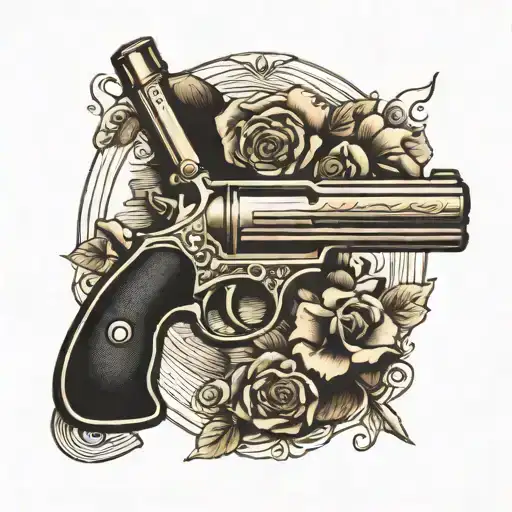 Guns and tomb stone tattoo design idea