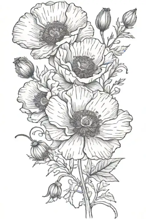 botanical poppy flower tattoo tattoo design idea