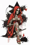 chicano style tattoo santa muerte sitting on tattoo design idea