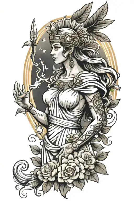 athena greek goddess tattoo design idea