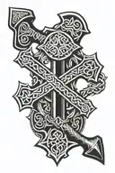 celtic cross mjolnir hammer tattoo design idea