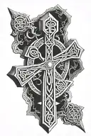 celtic cross mjolnir hammer tattoo design idea
