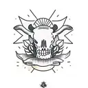 saguaro cactus with a cow skull infront  tattoo design idea