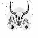saguaro cactus with a cow skull infront  tattoo design idea