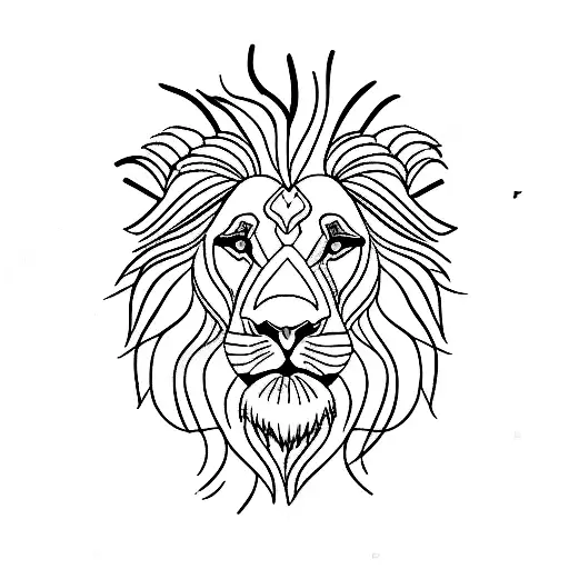 A lion standing majestically on a beach at sunset tattoo design idea