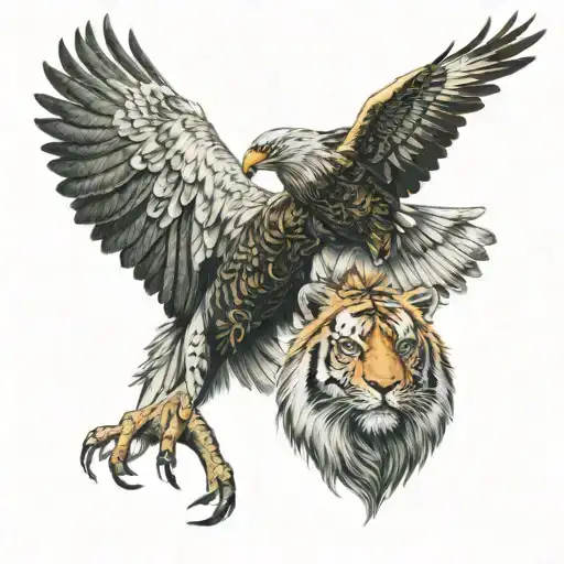 eagle and tiger tattoo design idea