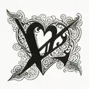 Heart with a cursive K and N tattoo design idea