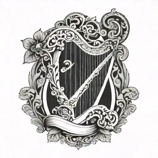 Irish harp tattoo design idea