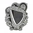 Irish harp tattoo design idea