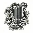Irish harp tattoo design idea
