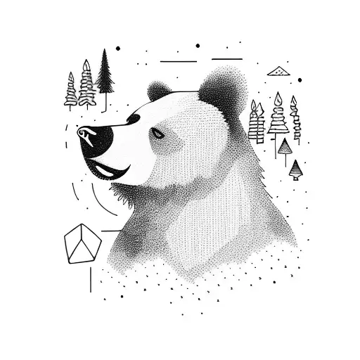 Bear in the forest tattoo design idea