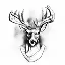 Deer, grim reaper, 999, and cross with chains on it tattoo design idea