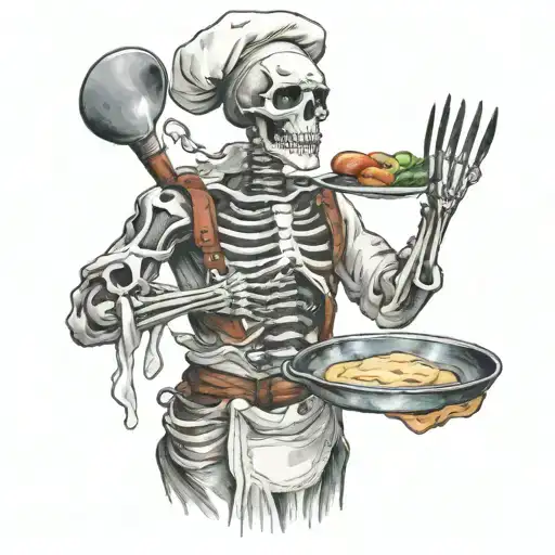 skelleton as a chef  tattoo design idea