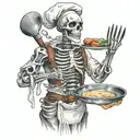 skelleton as a chef  tattoo design idea