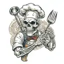 skelleton as a chef  tattoo design idea