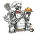 skelleton as a chef  tattoo design idea
