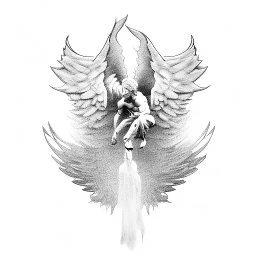 falling male angel  tattoo design idea