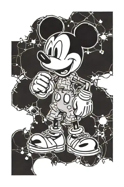 iron men mickey mouse tattoo design idea
