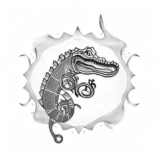 bass clef alligator  tattoo design idea