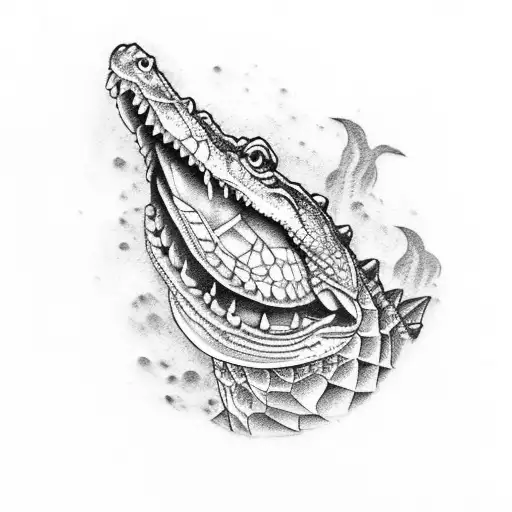 alligator bass clef tattoo design idea