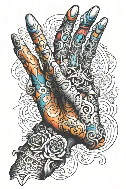 hand and rosario tattoo design idea