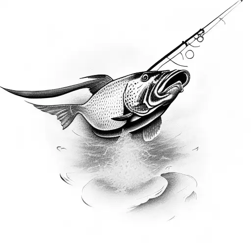Angelic memorial tattoo of son fishing in black-grey style tattoo design idea