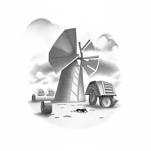R.i.p , date, country, dad, windmill, tractor, cattle dog tattoo design idea