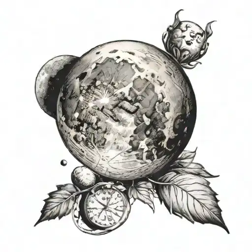 waning gibbous moon phase tattoo design idea