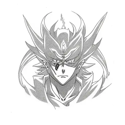 An anime-inspired tattoo featuring a powerful demon surrounded by lightning and fire tattoo design idea