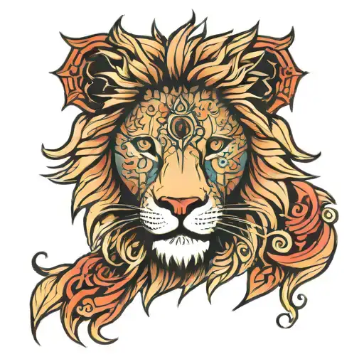 mandala lion head tattoo design idea