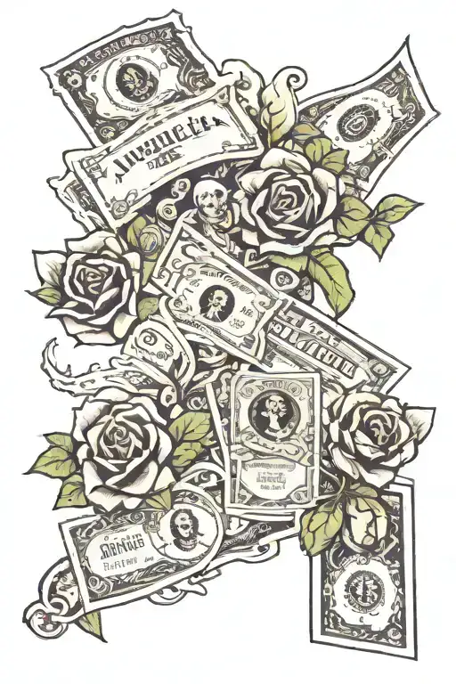 money with hustler writed  tattoo design idea