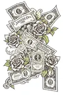 money with hustler writed  tattoo design idea