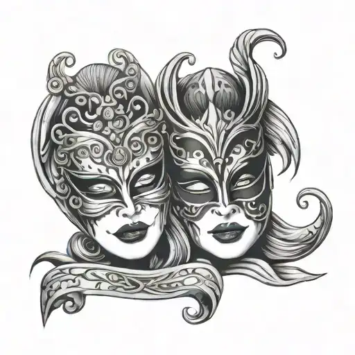 Theater Masks Guy and Girl influences  tattoo design idea