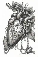 Bleeding heart with chains  tattoo design idea