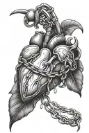 Bleeding heart with chains  tattoo design idea