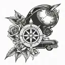 A compass rose intertwined with a vintage car, symbolizing the client's love for travel and automobiles tattoo design idea