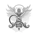 staff of caduceus with two snakes wrapped evenly around the staff tattoo design idea
