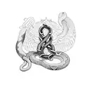 staff of caduceus with two snakes wrapped evenly around the staff tattoo design idea
