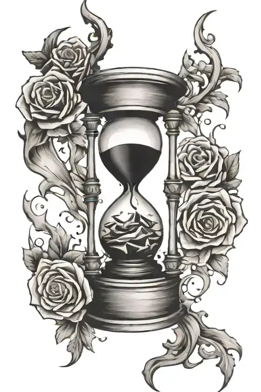 shattered hourglass tattoo design idea