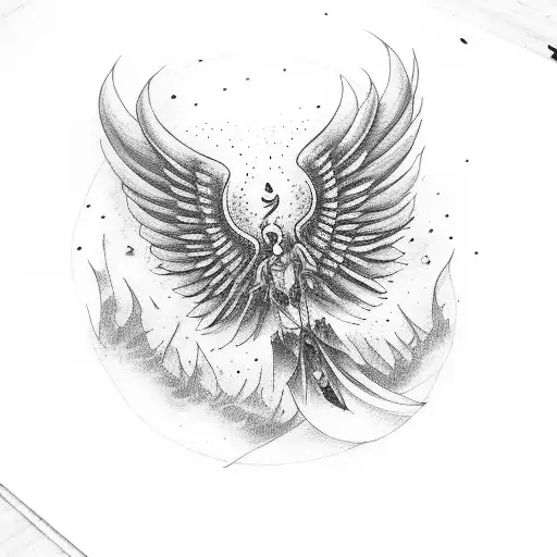 un ave fenix con las alas desplegadas tattoo design idea