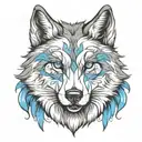 wolf with blue eyes closed tattoo design idea