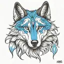 wolf with blue eyes closed tattoo design idea