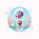 fan with crane and flowers tattoo design idea